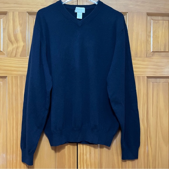 Dorce Cashmere Vintage Navy Blue V-Neck Sweater Size Large - Picture 1 of 6